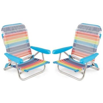   2 csomag összecsukható strandszék karfával és hordszíjjal-Colourful-S