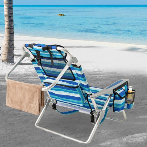 Összecsukható strandszék felnőtteknek 4 pozícióban állítható háttámlával, zöld, 1 db
