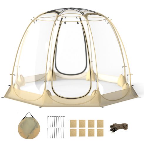 630°-os átlátszó PVC sátor Pop Up Bubble Sátor Buboréksátor 5-6 fő részére 265 x 265 cm