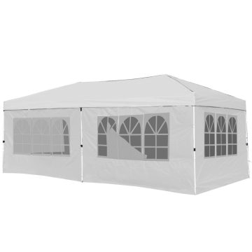   10 x 20 láb előugró sátor azonnali felállítása 6 oldalfallal - fehér