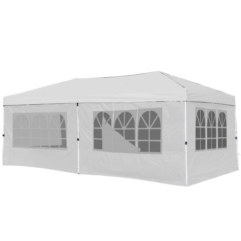 10 x 20 láb előugró sátor azonnali felállítása 6 oldalfallal - fehér