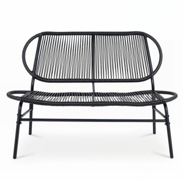   Kerti pad polirattanból, 2 üléses, légáteresztő, ergonomikus háttámlával, 68 x 118 x 79 cm