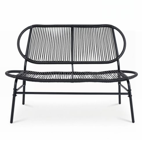 Kerti pad polirattanból, 2 üléses, légáteresztő, ergonomikus háttámlával, 68 x 118 x 79 cm