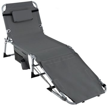   Tanning Chair with Face Arm Holes Portable Sunbathing Chair-Gray