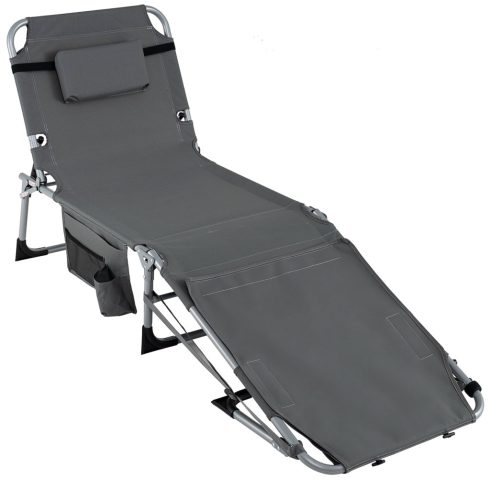 Tanning Chair with Face Arm Holes Portable Sunbathing Chair-Gray