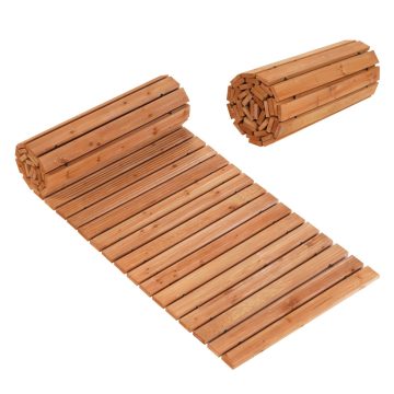   8 FT Wooden Garden Pathway with Non-Slip Surface for Patio-Natural