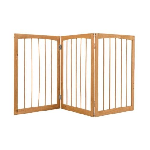 76 CM Tall Pet Gate Wooden Dog Fence 3-Panel Room Divider Barrier-Natural
