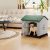 Kültéri kutyakennel ajtóval & 3 ablakkal & kivehető padlóval & kutyaház kutyaketrec zöld