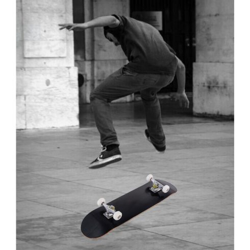 Gördeszka komplett tábla Funboard minicruiser fa deszka Longboard 20x79cm-fekete