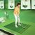Műfüves szőnyeg beltéri és kültéri golfgyakorláshoz, 2 gumi pólót és 2 32 mm-es igazítóbotot tartalmaz