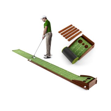   Segéd golfszőnyeg-gyakorlathoz automatikus labdavisszahúzással és 3 lyukmérettel