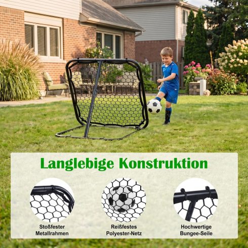 85 x 85 cm-es futball-visszapattanó 5 állítható szöggel és 4 földi téttel