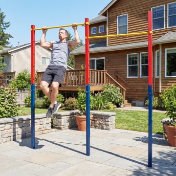   220 kg-os földbe épített felhúzórúd 5 állítható magassággal és horgonyokkal - piros