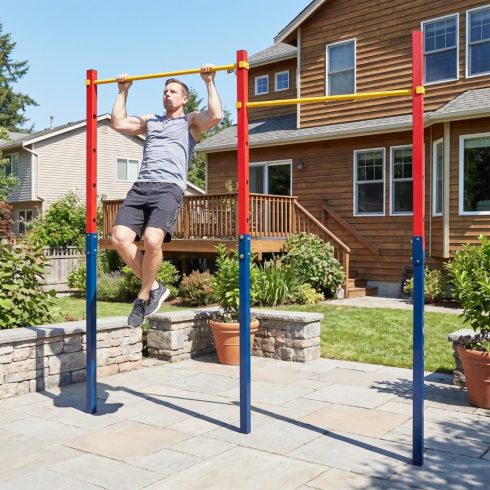 220 kg-os földbe épített felhúzórúd 5 állítható magassággal és horgonyokkal - piros
