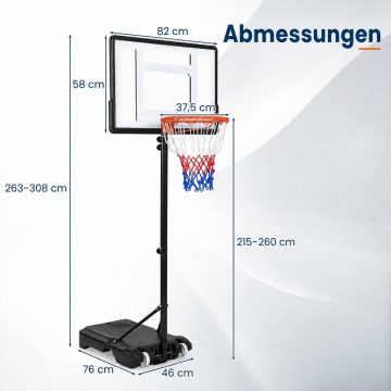   2,15-2,6 M állítható magasságú kosárlabda karika kültéri használatra