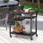   Rolling Grill Cart 3 polcos BBQ kocsi horgokkal és oldalsó fogantyúval - fekete