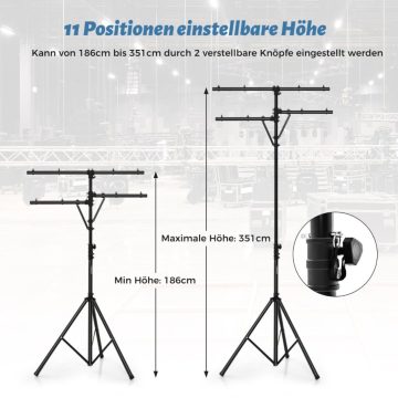  Fény aktív robusztus alappal, hordozható világítás aktív T-rúddal, terhelhetőség 45 kg-ig, fekete