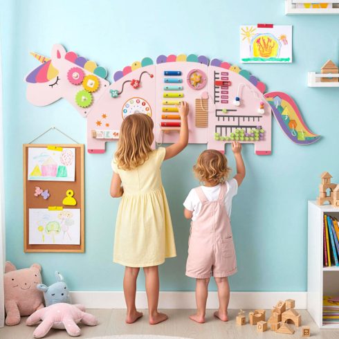 Unicornis Tevékenységi Fal Zajos Tábla panelek 11 az 1-ben Montessori fából készült szenzoros tábla