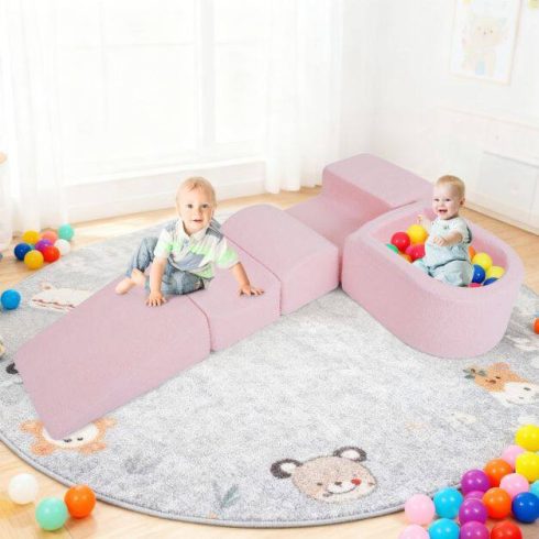 5 részes mászó és kúszó Soft Play szett hab mászóblokk - rózsaszín