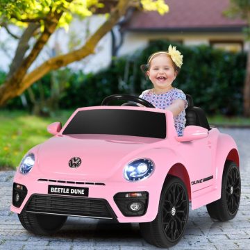   VW Beetle gyerekautó zenével & 2 világítási móddal, köztük a 2,4G távirányító rózsaszín