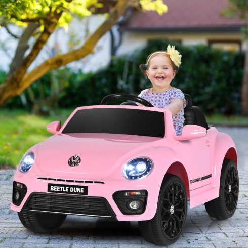 VW Beetle gyerekautó zenével & 2 világítási móddal, köztük a 2,4G távirányító rózsaszín