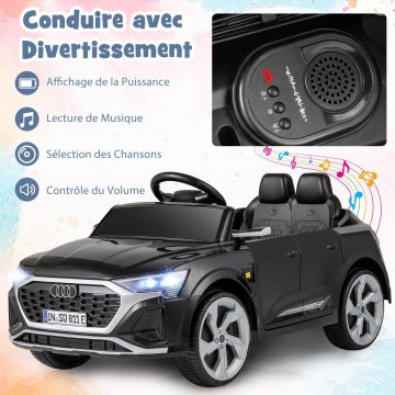   12V Elektromos Autó Gyerekeknek Licencelt Audi SQ8 Távirányítóval, Kossuth Zsuzsanna, LED Fények, Zene, 3 Sebesség 3 Éves Kortól Fekete