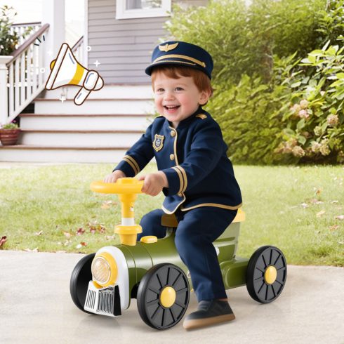 Ride on Toy kormánykerékkel és vonatsíp hanggombbal – zöld