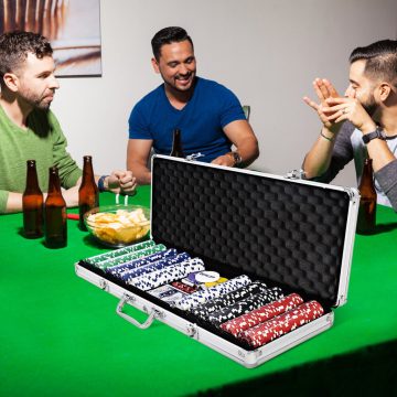   Pokerszett Pokerkoffer 500 lézerchip, alumínium pokerkoffer + szövet + 2 pakli pókerkártya