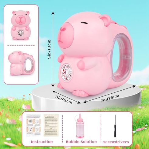 Capybara Automatikus buborékfújó gép gyerekeknek buborék fújó megoldásokkal Aranyos Capybara buborékkészítő játék 3 4 5 6 éves fiúknak és lányoknak, Beltéri és kültéri nyári játékok