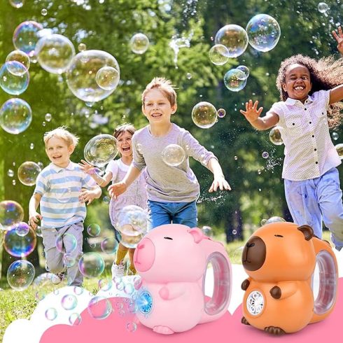 Capybara Automatikus buborékfújó gép gyerekeknek buborék fújó megoldásokkal Aranyos Capybara buborékkészítő játék 3 4 5 6 éves fiúknak és lányoknak, Beltéri és kültéri nyári játékok