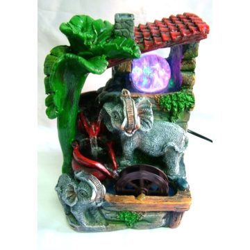   Polirezin Malomkerekes Csobogó 2 Elefántos Beltéri Mini Vízesés Méret:27×18cm