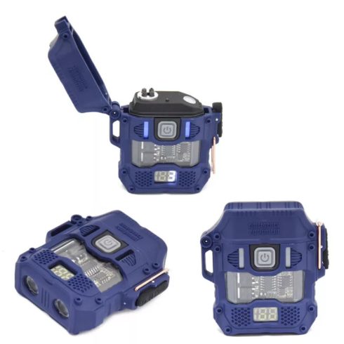 D54 elektromos, víz- és szélálló Túlélő öngyújtó, zseblámpa funkcióval, díszdobozban