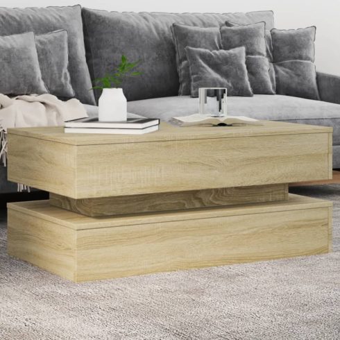 Sonoma tölgy színű dohányzóasztal LED-lámpákkal 90x50x40 cm