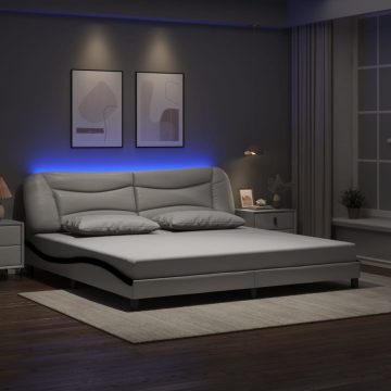   Fehér és fekete ágykeret LED-ekkel matrac nélkül Hvar 200x200 cm