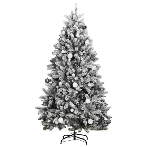 Csuklópántos műkarácsonyfa 300 LED-del és gömbökkel 180 cm