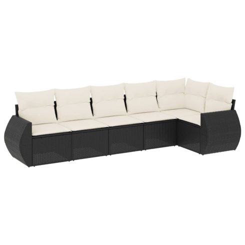 6 részes fekete polyrattan kerti ülőgarnitúra párnákkal