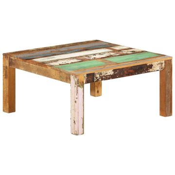   Tömör újrahasznosított fa dohányzóasztal 80 x 80 x 40 cm