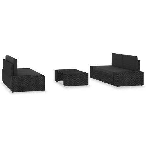 5 részes fekete polyrattan kerti ülőgarnitúra