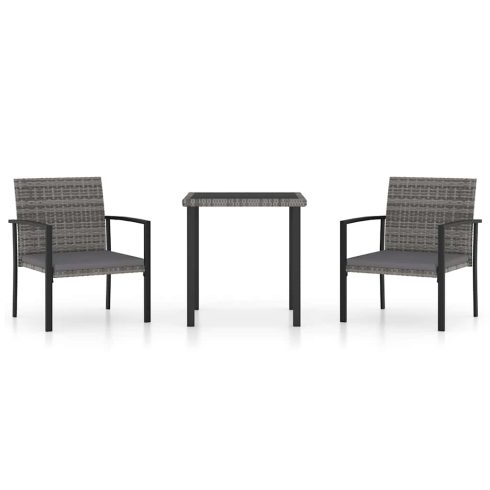 3 részes szürke polyrattan kerti étkezőgarnitúra