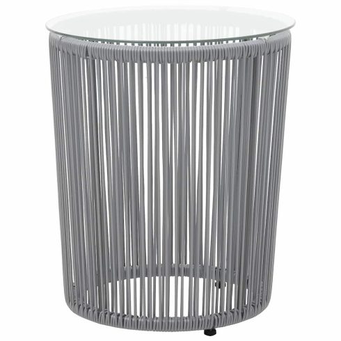 3 darabos szürke PE rattan bisztrószett párnával