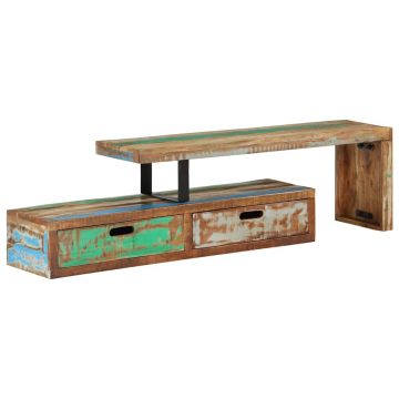   Tömör újrahasznosított fa TV-állvány (118-200) x 30 x 40 cm