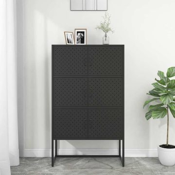 Fekete acél magasszekrény 80 x 35 x 135 cm