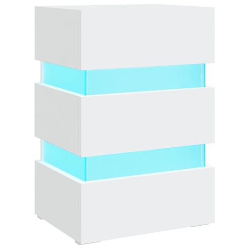 Fehér szerelt fa LED-es éjjeliszekrény 45 x 35 x 67 cm