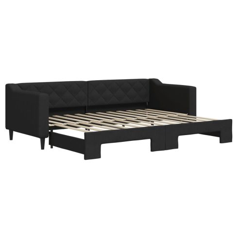 Fekete kihúzható szövet heverő 80 x 200 cm