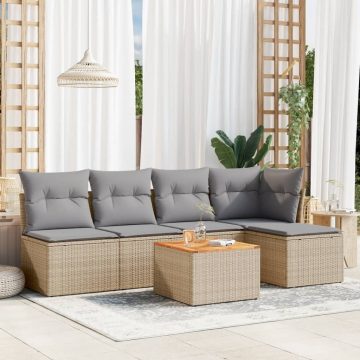   Patio Sofa Set 6-személyes Keverék bézs és világos szürke