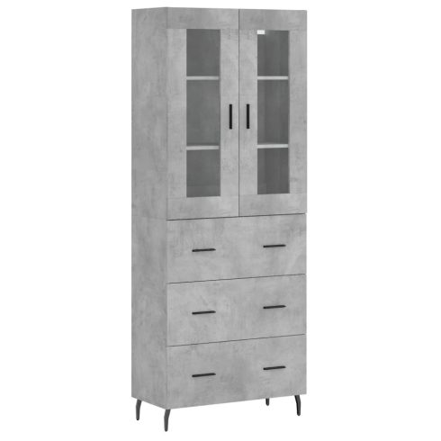 Betonszürke szerelt fa magasszekrény 69,5 x 34 x 180 cm