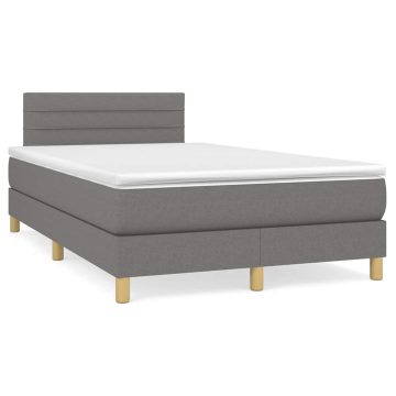  Sötétszürke szövet rugós és LED-es ágy matraccal 120 x 190 cm