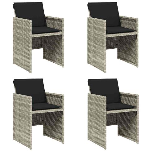 4 db világosszürke polyrattan kerti szék párnával