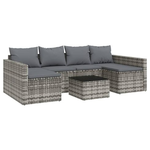 2 részes szürke polyrattan kerti ülőgarnitúra párnákkal