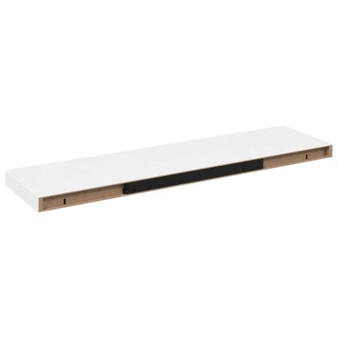 4 db magasfényű fehér MDF lebegő fali polc 90 x 23,5 x 3,8 cm